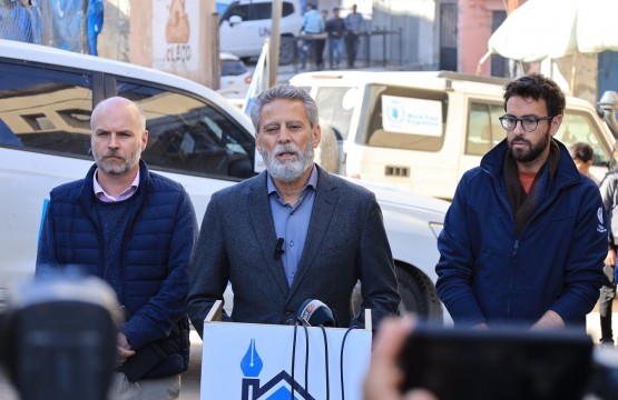Press House supervises the organization of a press conference for the United Nations Humanitarian Coordinator in the Palestinian Territories, Muhannad Hadi.