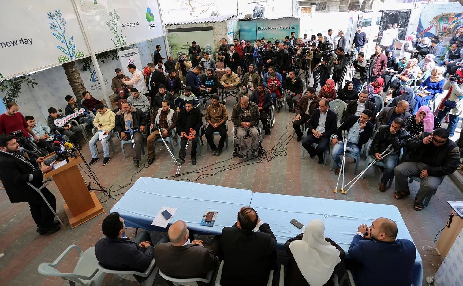 During a Press Conference, Demands of Giving the Palestinian Injuries their Rights