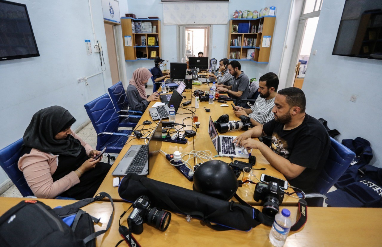 Press House open its doors to receive journalists that their offices were bombed and destroyed during the current escalation in the Gaza Strip.