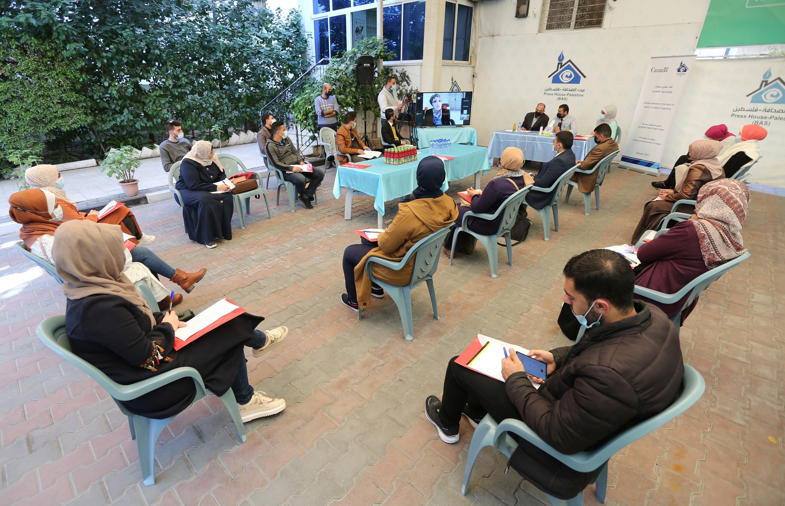 Press House organizes a dialogue session to discuss the "Reality of Media Freedoms in Palestine Report"